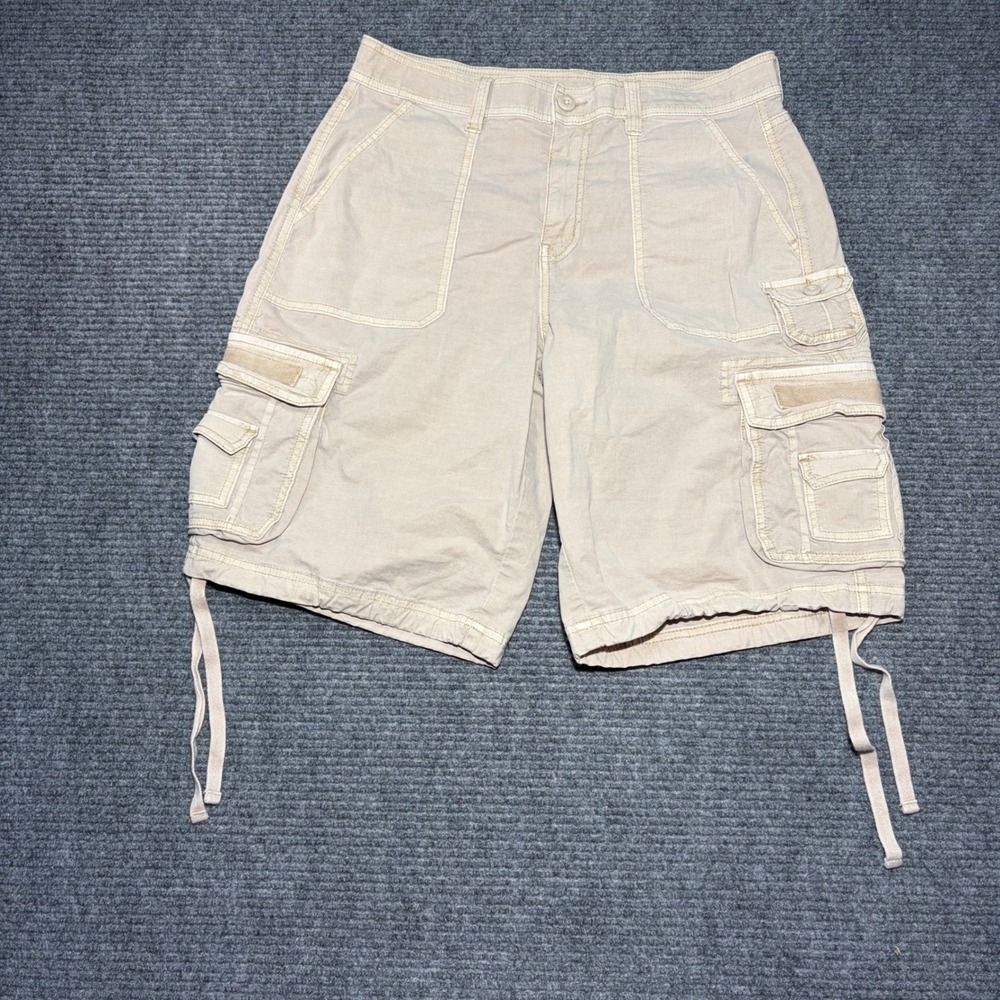 American Eagle Outfitters Beige Cargo Shorts with Drawstring Hems